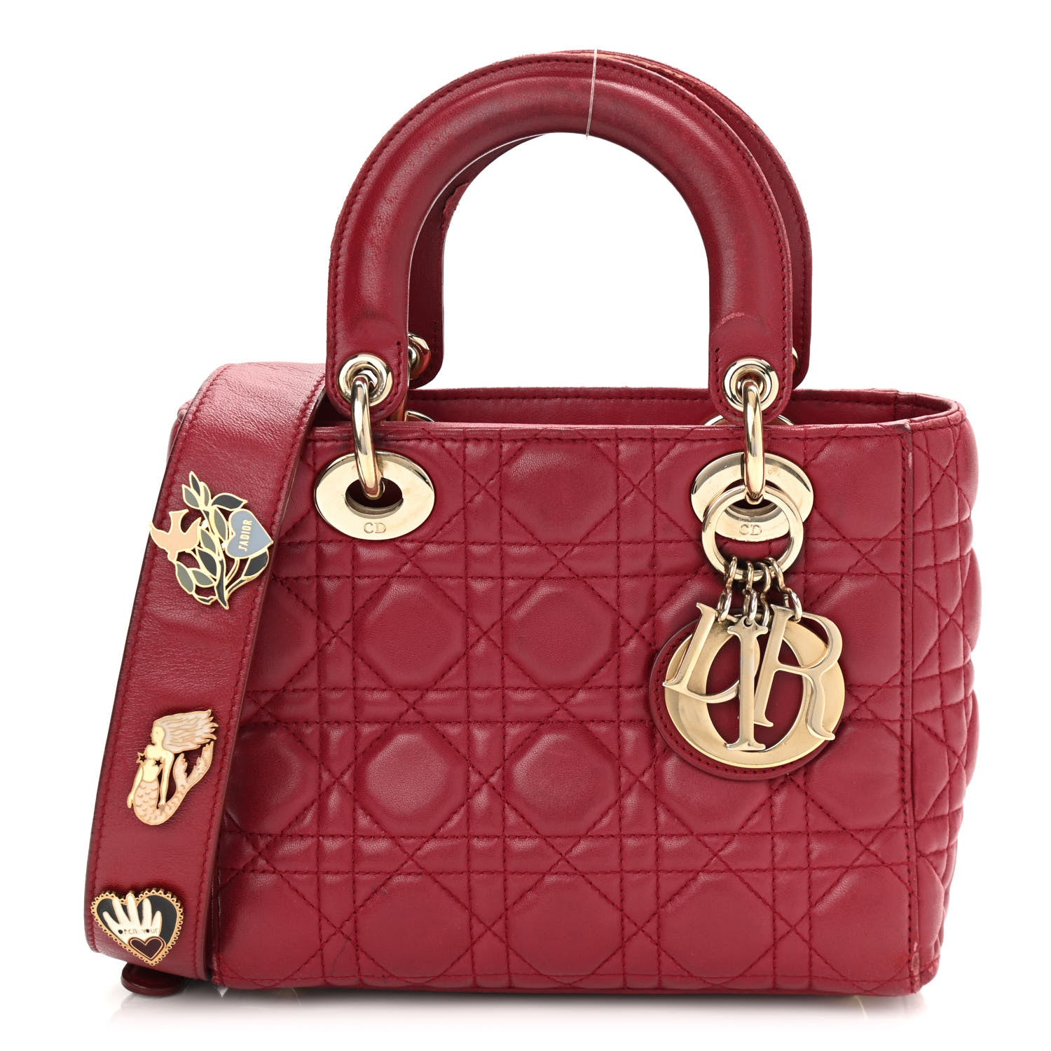 Christian Dior Lambskin Cannage Small Lucky Badges My Lady Dior Red 1 of 21