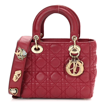 Christian Dior Lambskin Cannage Small Lucky Badges My Lady Dior Red 1 of 21