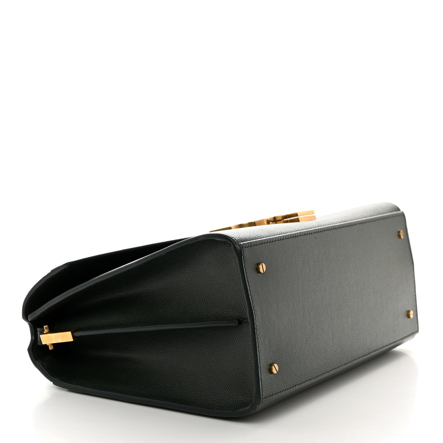 Saint Laurent Grain de Poudre Medium Classic Monogram Cassandra Top Handle Dark Green 4 of 11