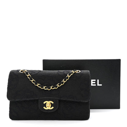Chanel Canvas Camellia Embroidered Small Double Flap Black 13 of 13