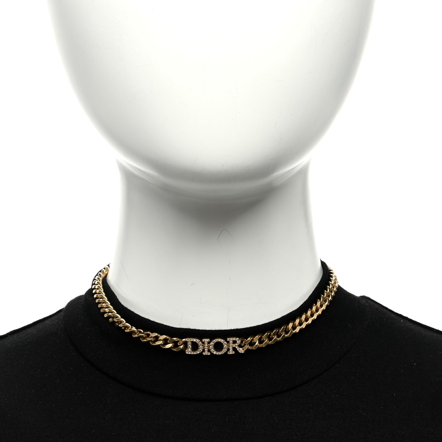 Metal Crystal Chain Choker Necklace Gold