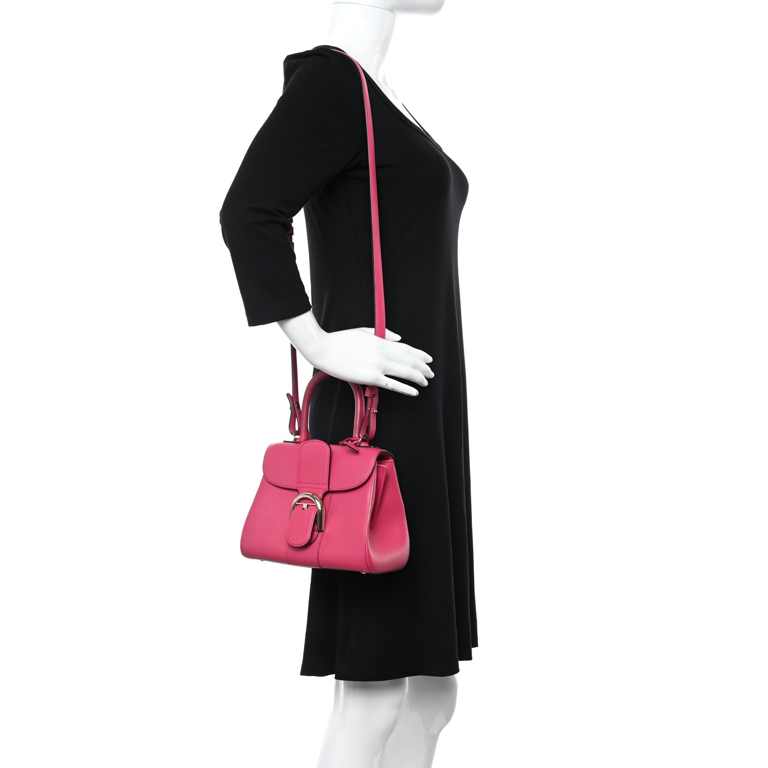 Delvaux Grained Calfskin Mini Brillant Satchel Rose Indien 2 of 12