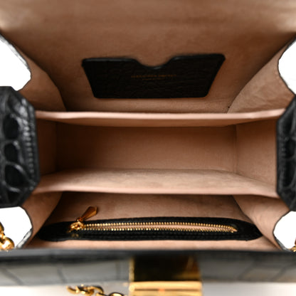 Alexander McQueen Calfskin Crocodile Embossed Box Shoulder Bag 19 Black 5 of 11