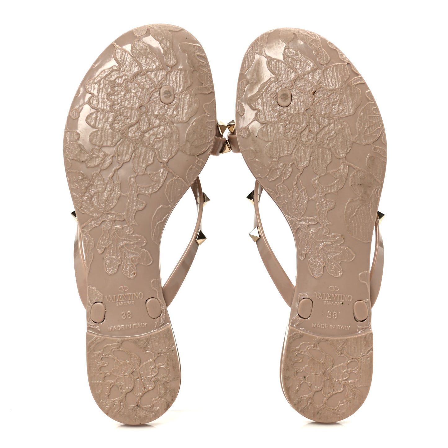 PVC Jelly Rockstud Bow Thong Sandals 38 Poudre