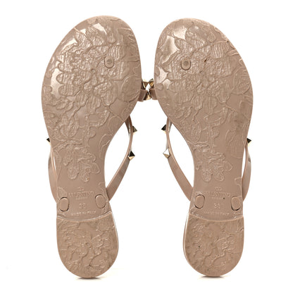 Valentino Garavani PVC Jelly Rockstud Bow Thong Sandals 38 Poudre 6 of 8