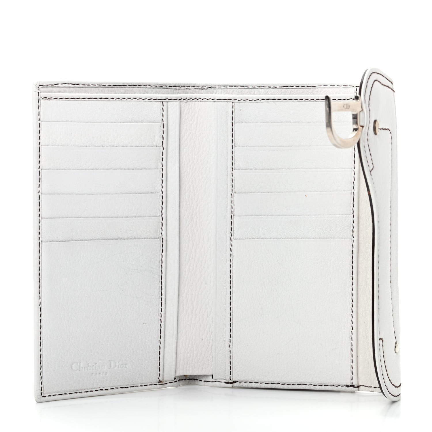 Christian Dior Calfskin Saddle Wallet White 5 of 7