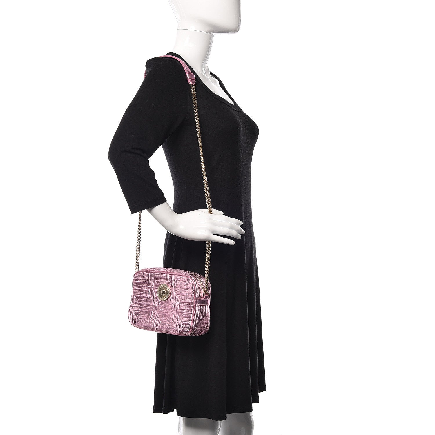 Versace Metallic Nappa Quilted Icon Camera Bag Rosa 1 of 9