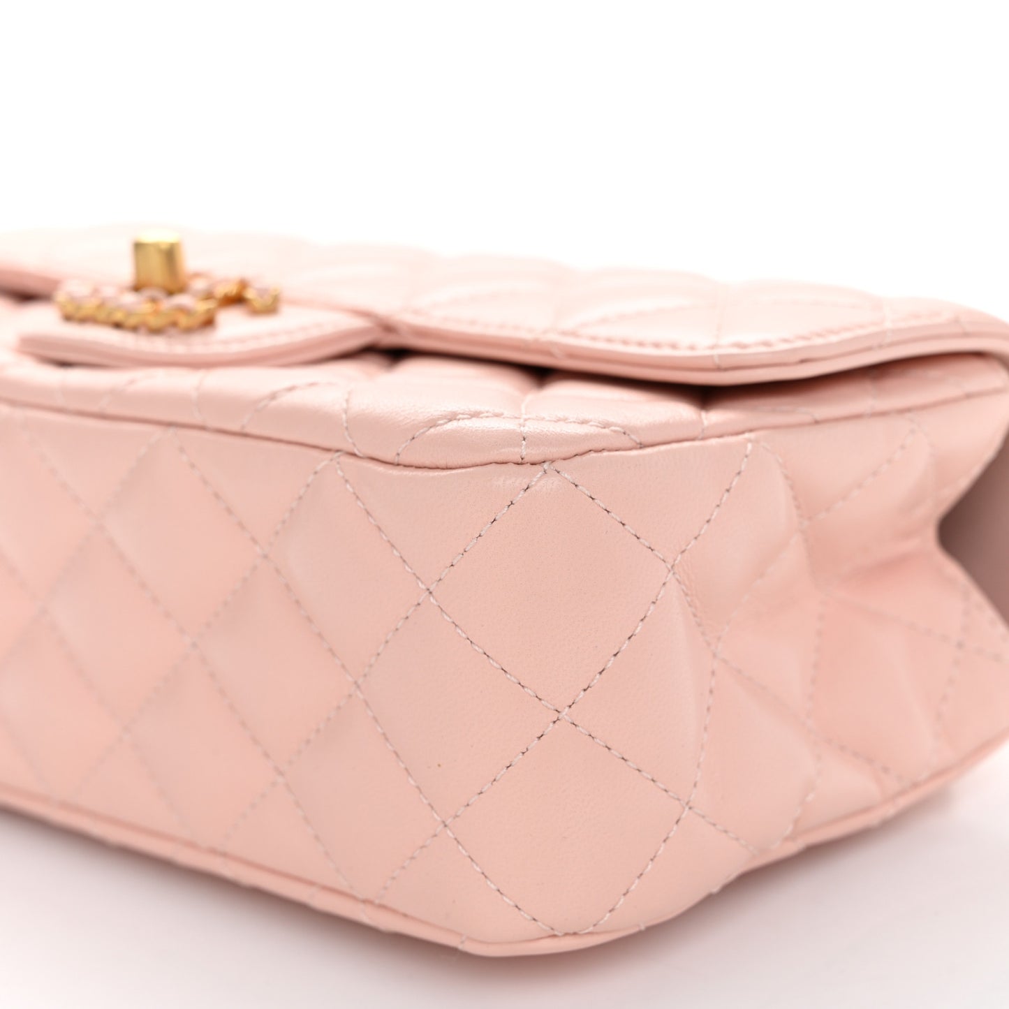 Lambskin Quilted Mini Strass On Top Flap Light Pink