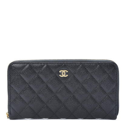 Chanel Caviar Quilted Large Gusset Zip Around Wallet Black 1 of 9