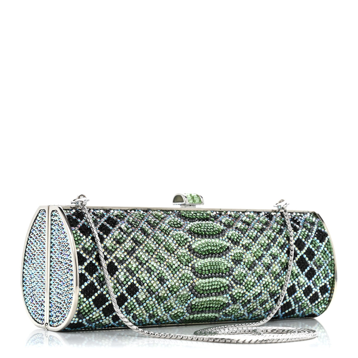 Judith Leiber Swarovski Crystal Scales Minaudiere Clutch Blue Multicolor 4 of 13