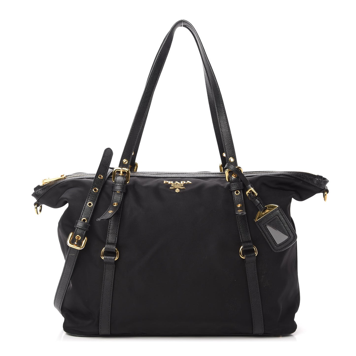 Saffiano Tessuto Nylon Shopping Tote Black