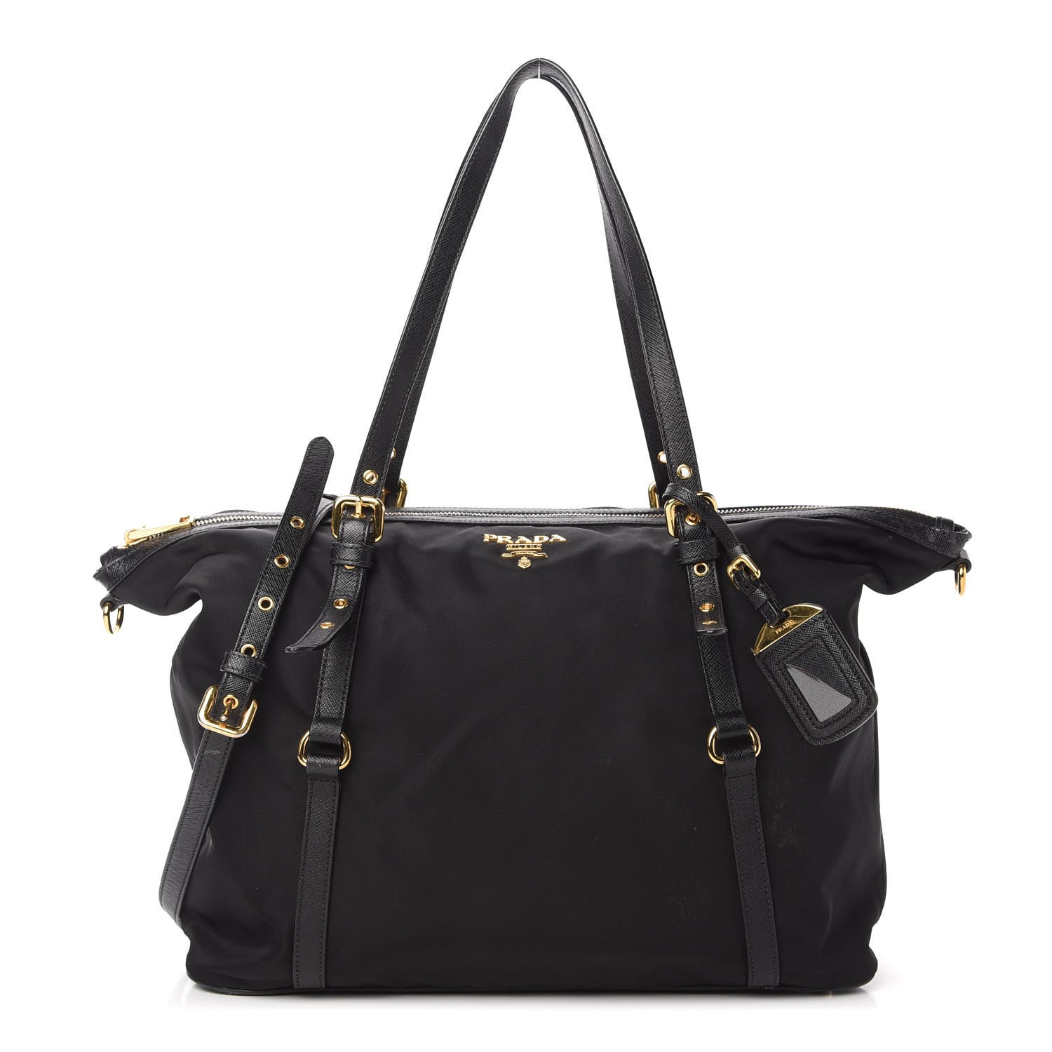 Prada Saffiano Tessuto Nylon Shopping Tote Black 1 of 10