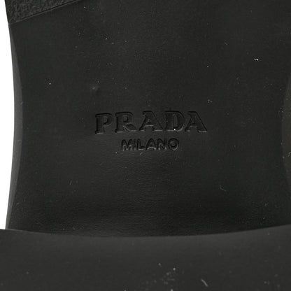 Prada Metallic Brushed Calfskin Metal Triangle Logo 50mm Loafers 38 Platino 8 of 9