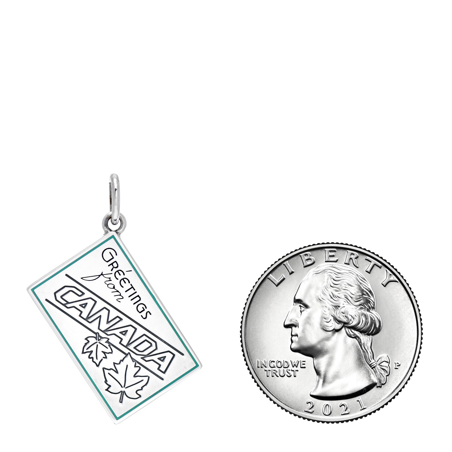 Tiffany Sterling Silver Enamel Canada Postcard Charm Blue 2 of 3