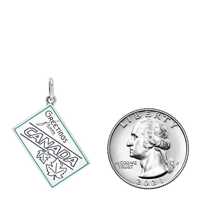 Tiffany Sterling Silver Enamel Canada Postcard Charm Blue 2 of 3