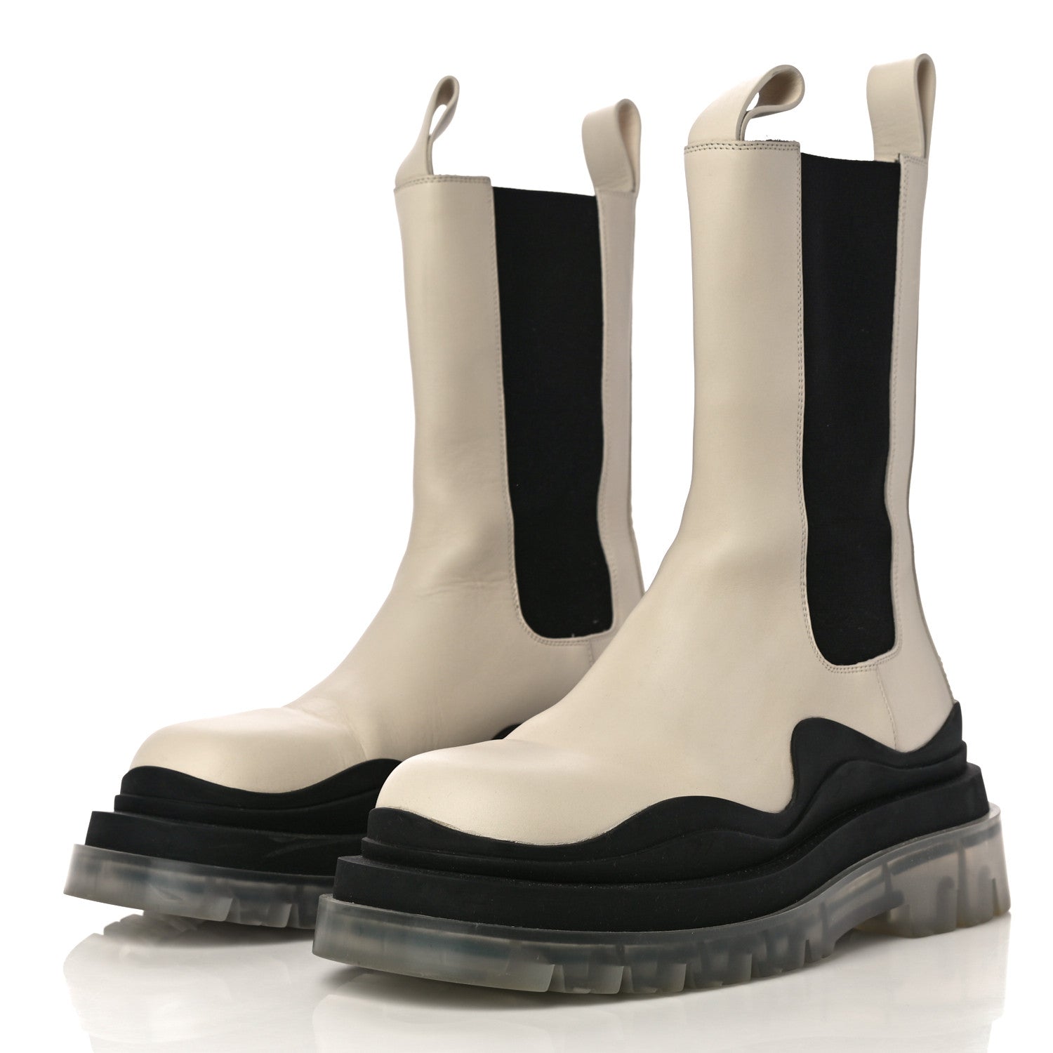 Bottega Veneta Calfskin The Tire Chelsea Boots 38.5 Wax Black Transparent 4 of 9