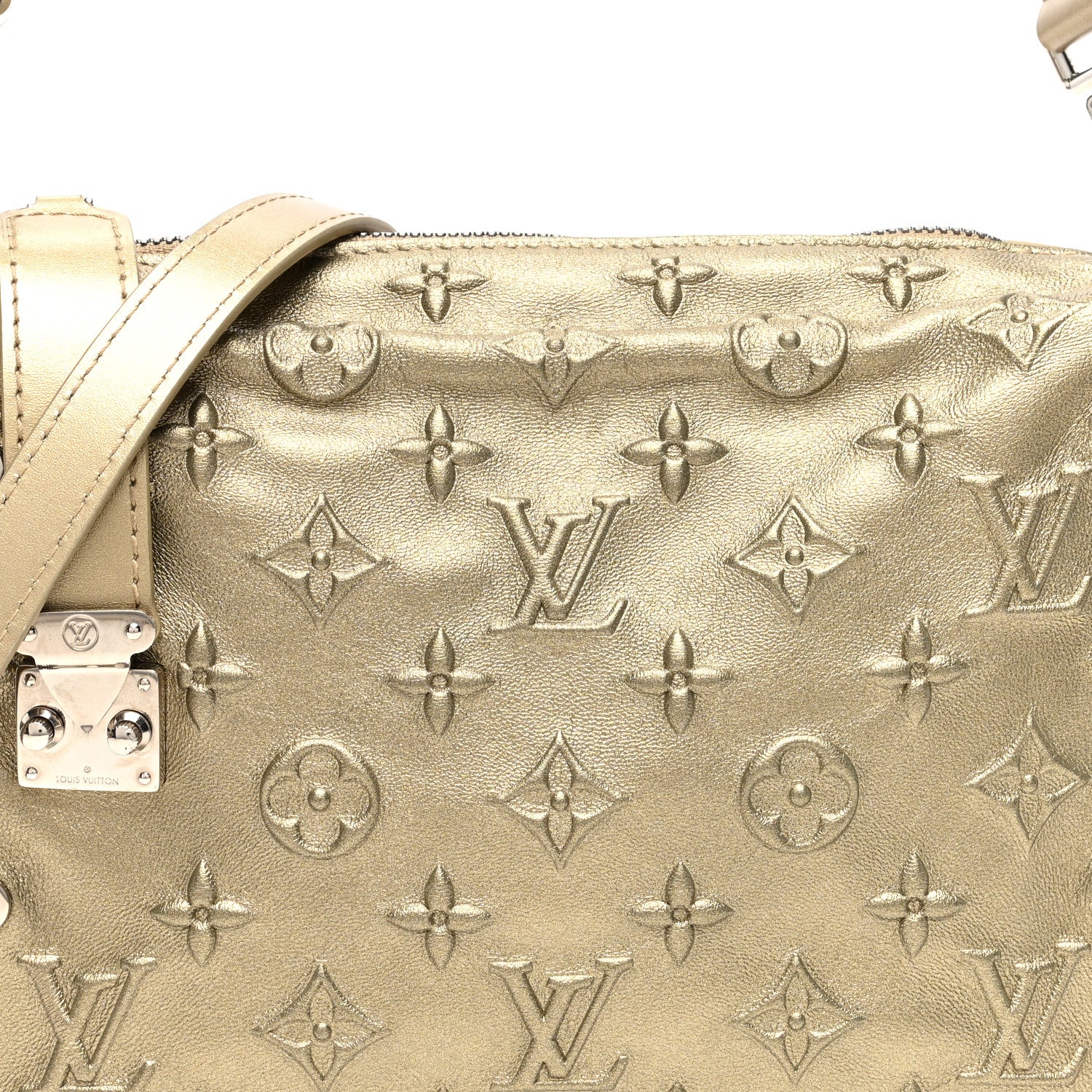 Louis Vuitton Calfskin Debossed Monogram Side Trunk Light Gold 7 of 9