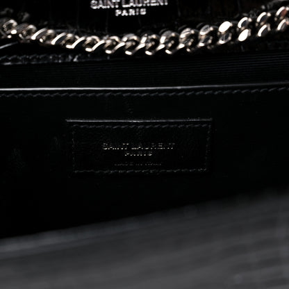 Saint Laurent Calfskin Crocodile Embossed Medium Classic Monogram Kate Tassel Satchel Black 6 of 9