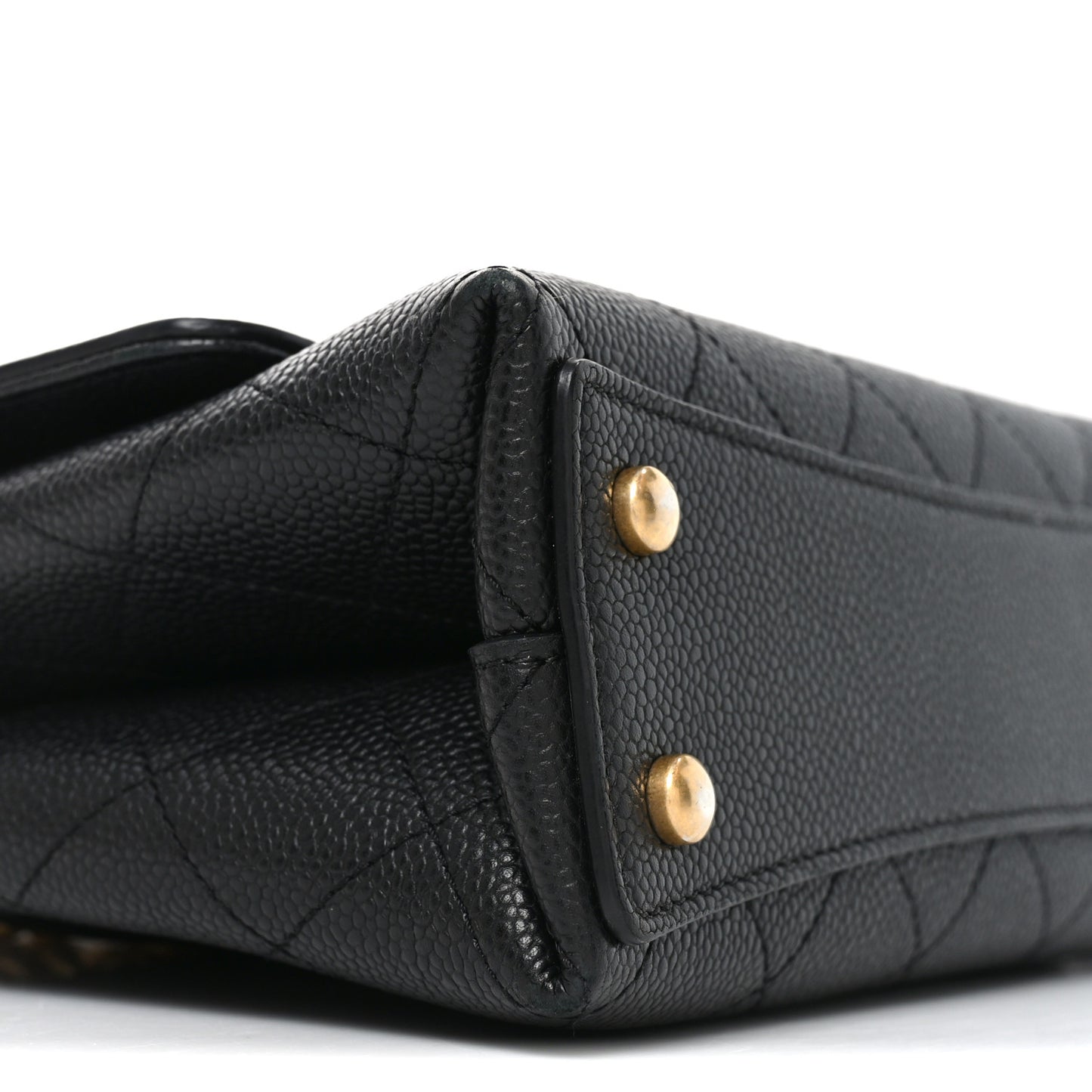 Caviar Diamond Stitched Small Top Handle Flap Black