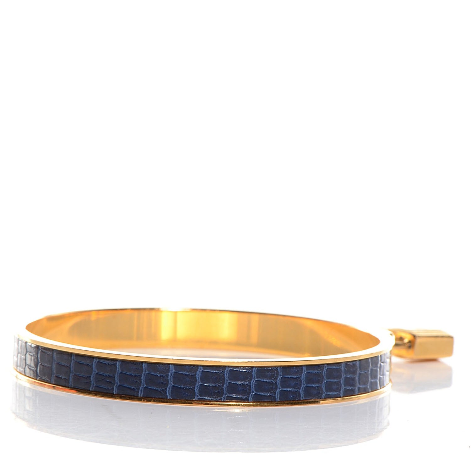 Hermes Lizard Kelly Lock Cadena Bracelet Bleu Roi 5 of 6