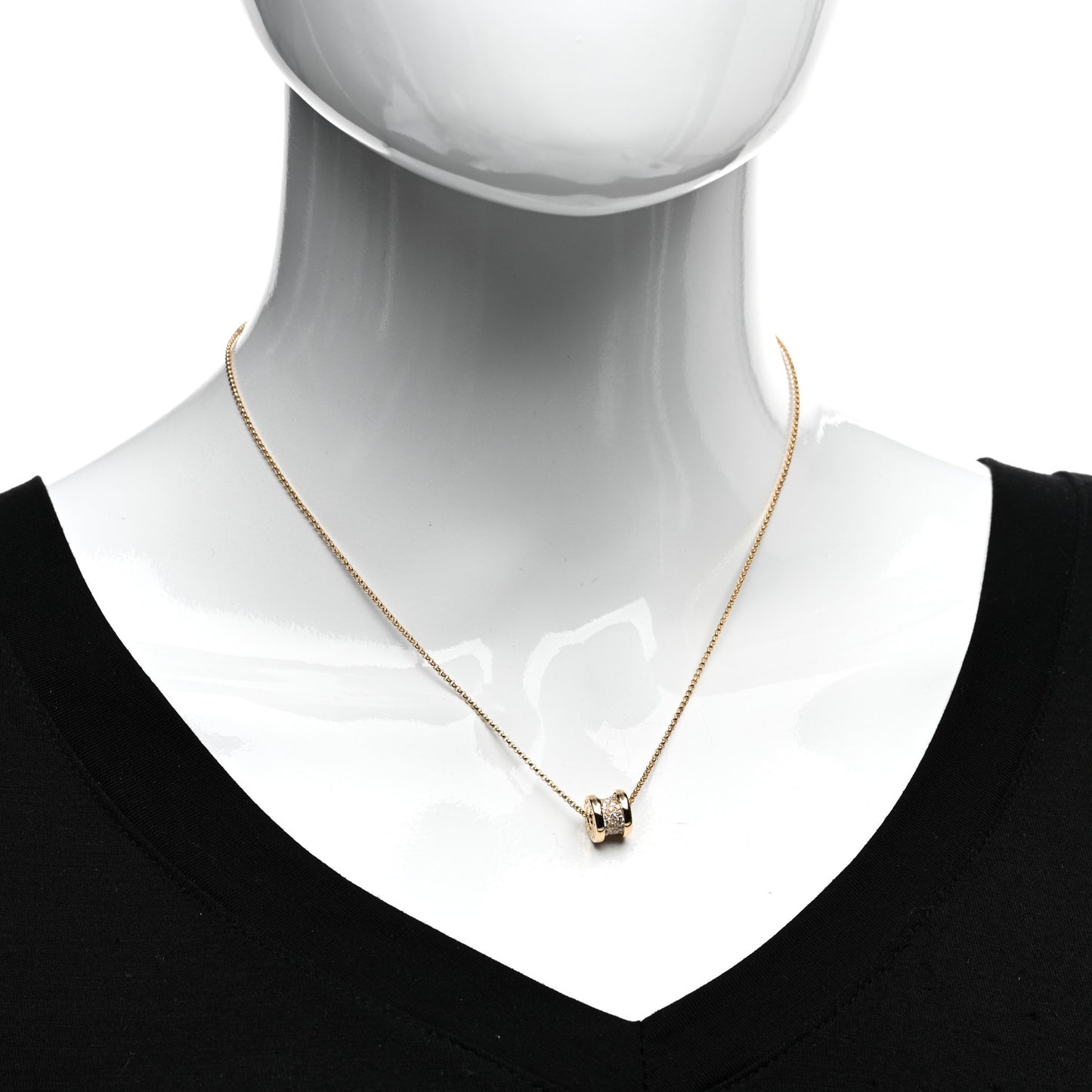 18K Yellow Gold Diamond Small B.Zero1 Pave Pendant Necklace