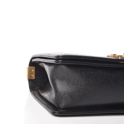 Chanel Caviar Chevron Quilted Medium Boy Flap Black 8 of 11
