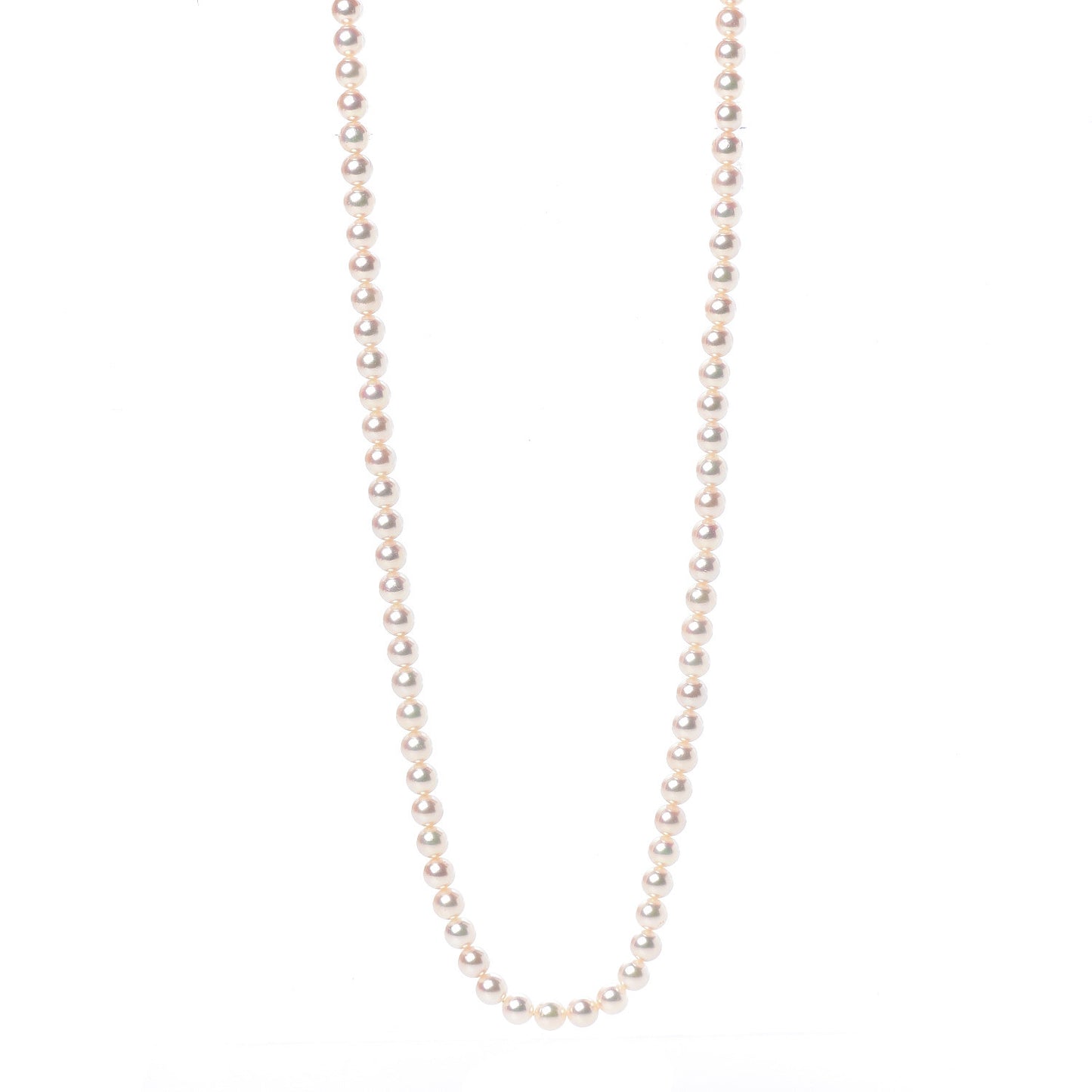 14K White Gold Akoya Pearl 6.5-7mm Strand Necklace 42