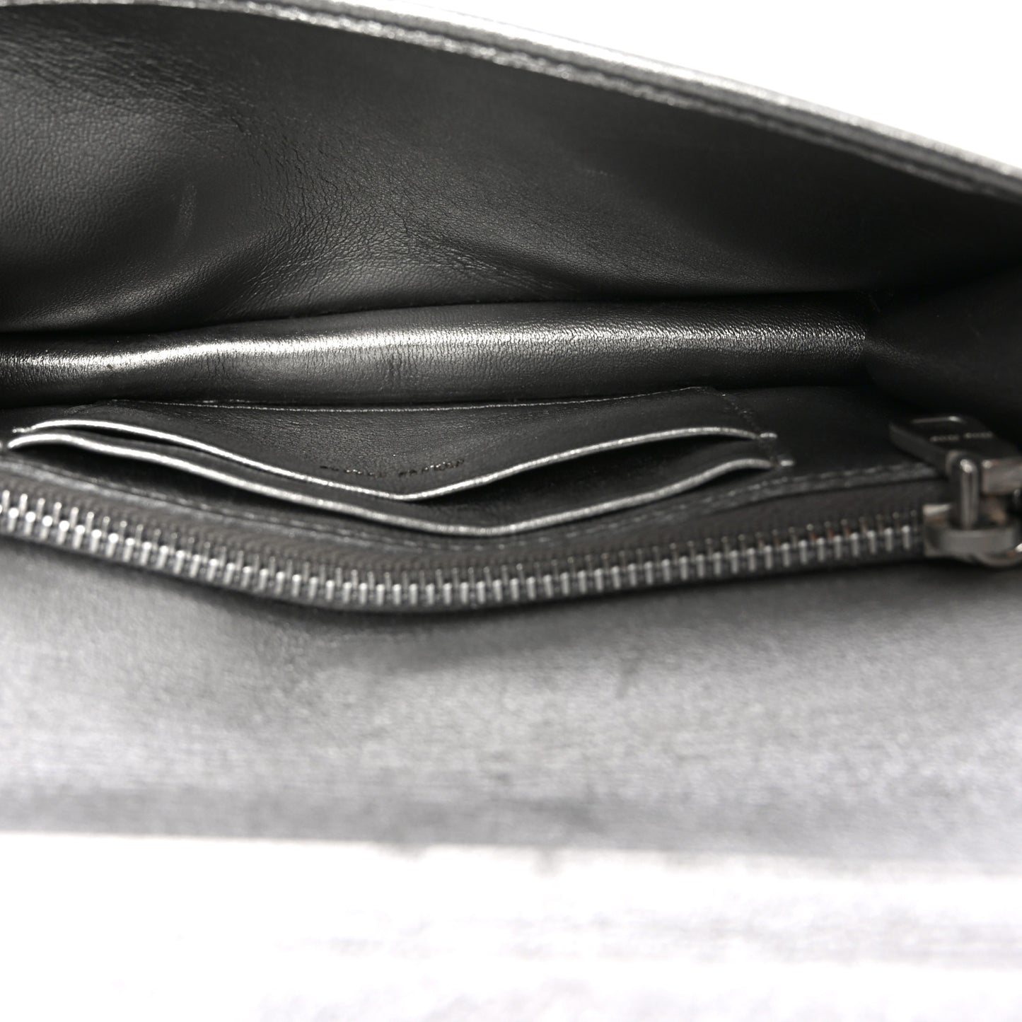 Metallic Nappa Matelasse Chain Crossbody Silver