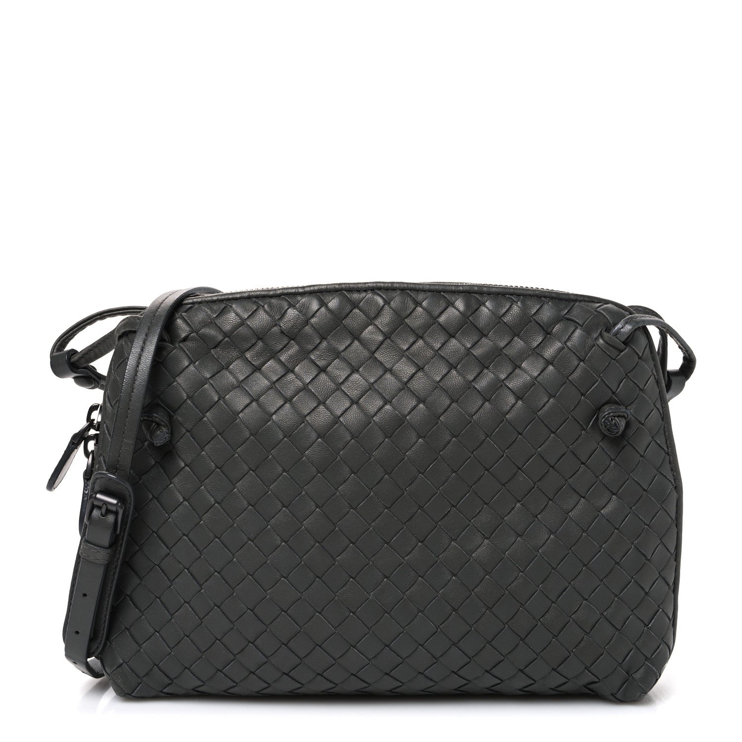 Bottega Veneta Nappa Intrecciato Nodini Crossbody Messenger New Light Grey 1 of 12