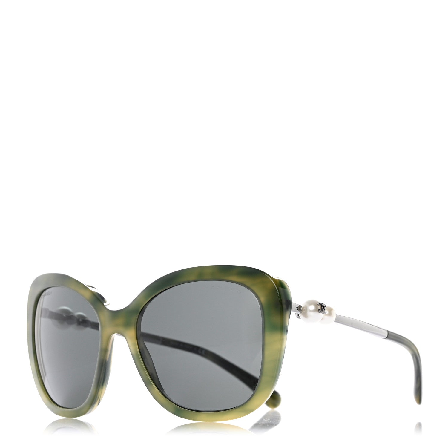 Chanel Acetate Butterfly Winter Pearl Sunglasses 5339-H Green 1 of 10