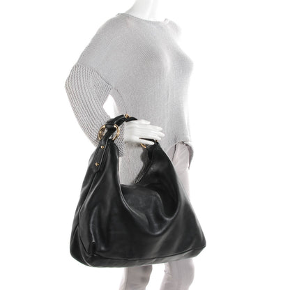 Gucci Calfskin Large Horsebit Chain Hobo Black 2 of 7