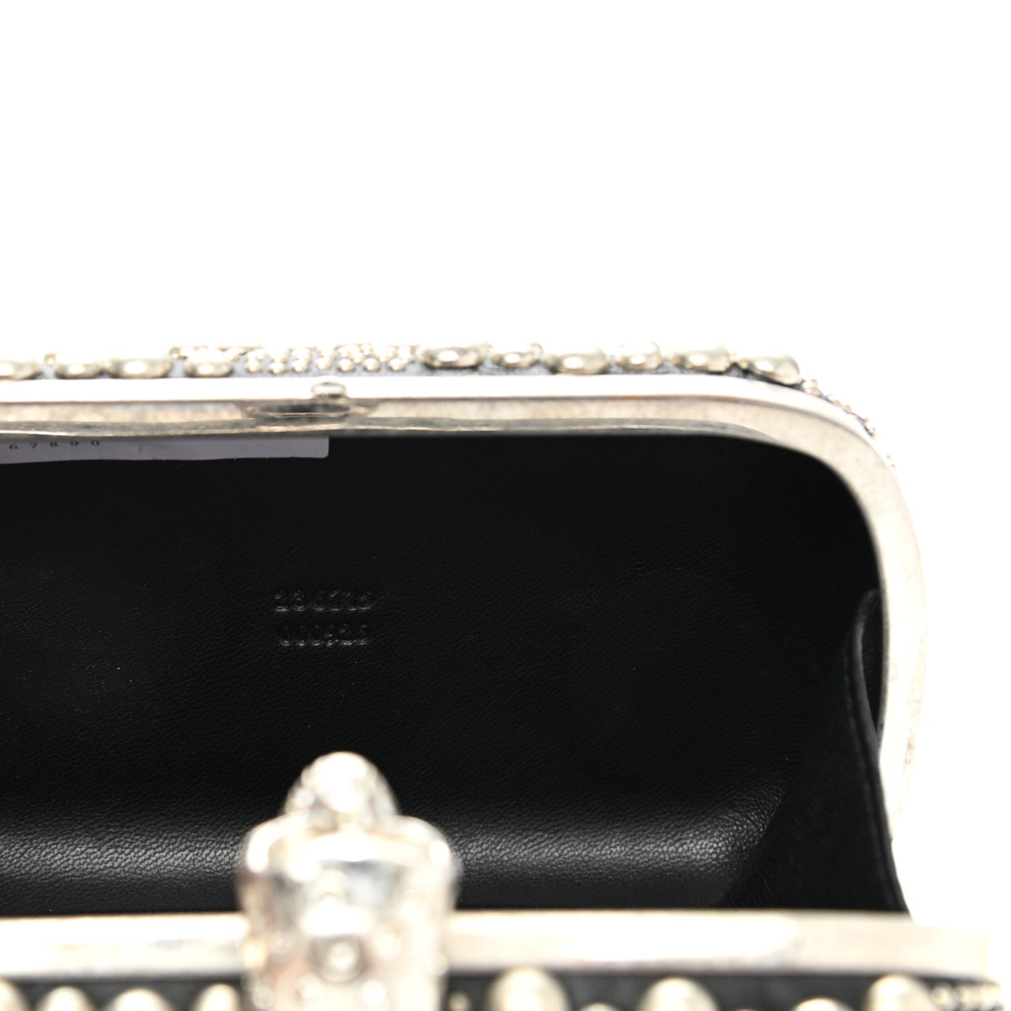 Nappa Studded Swish Skull Box Clutch Black