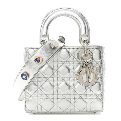 Christian Dior Metallic Grained Calfskin Cannage Small Lucky Badges My Lady Dior Silver 1 of 12