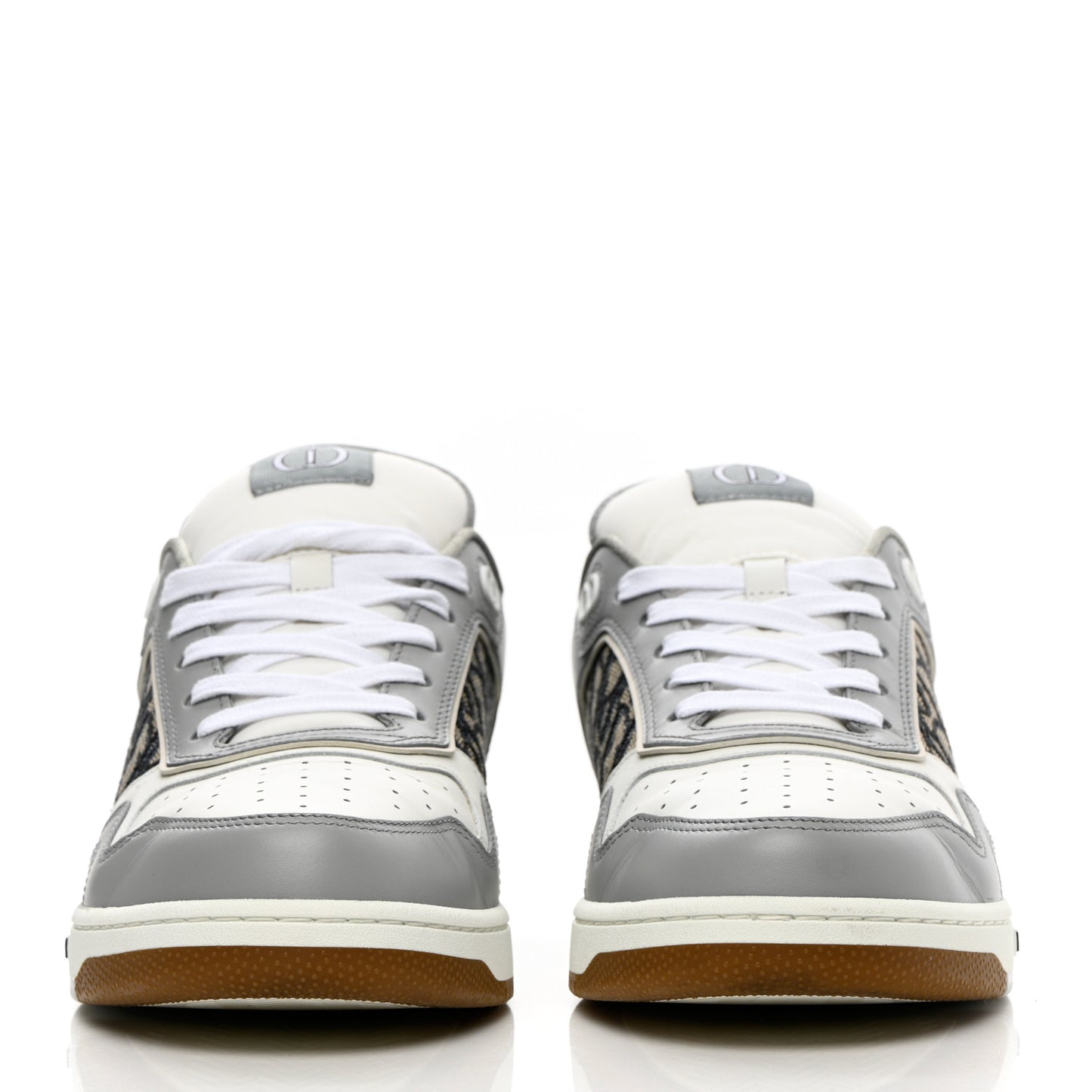 Smooth Calfskin Jacquard Oblique Mens B27 Low Top Sneakers 42.5 Beige Blue