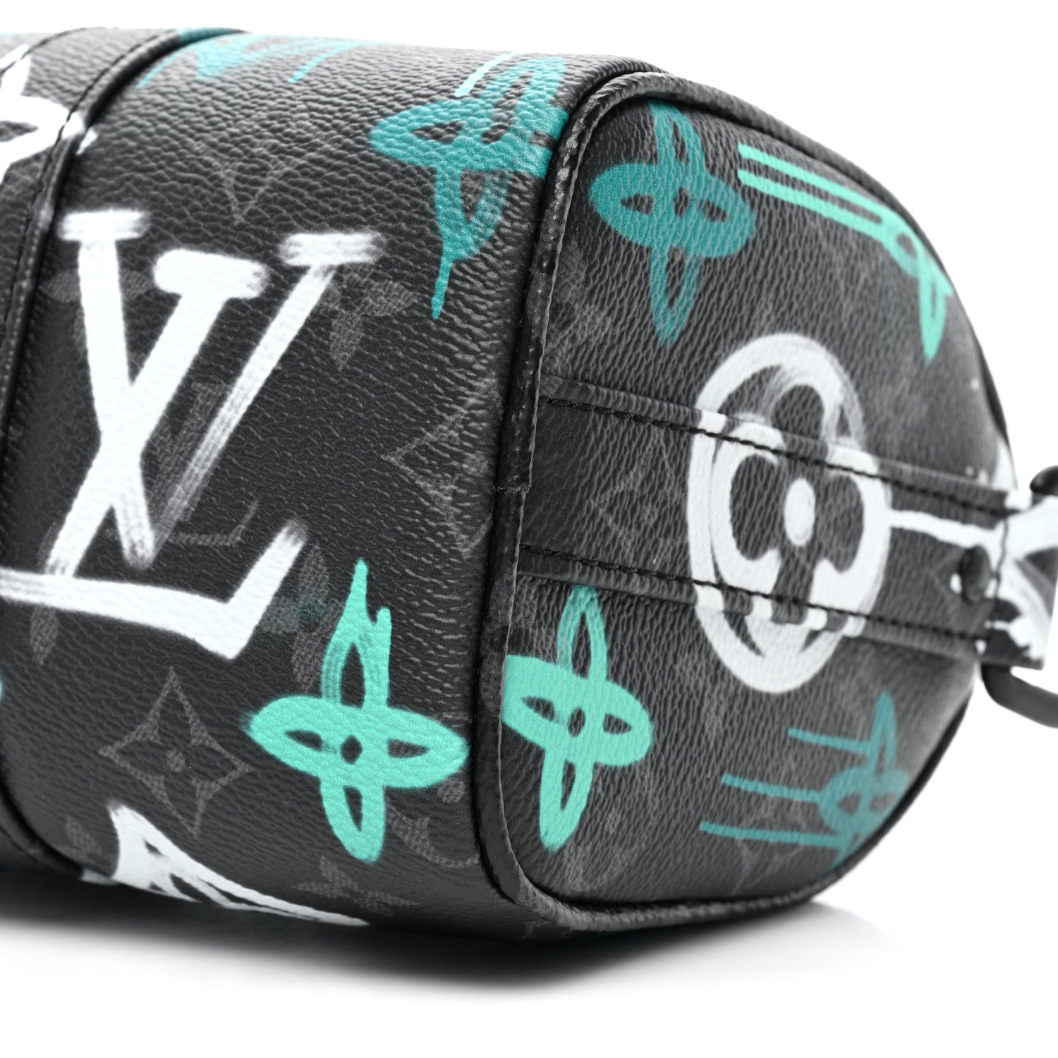 Louis Vuitton Monogram Eclipse LV Graffiti Keepall Bandouliere 25 Green Lights 7 of 8