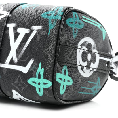Louis Vuitton Monogram Eclipse LV Graffiti Keepall Bandouliere 25 Green Lights 7 of 8