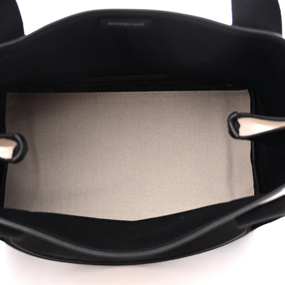 Balenciaga Cotton Canvas Satin Calfskin S Navy Cabas Natural Black 6 of 11
