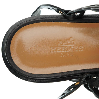Hermes Calfskin Kalliste Sandals 37 Black 7 of 8