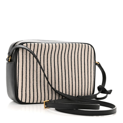 Saint Laurent Canvas Calfskin Monogram Lou Camera Bag Black Grey Cream 3 of 11