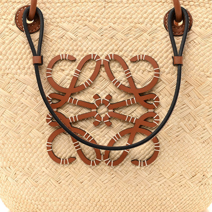 Loewe Calfskin Raffia Small Anagram Basket Tote Bag Natural Tan 8 of 10