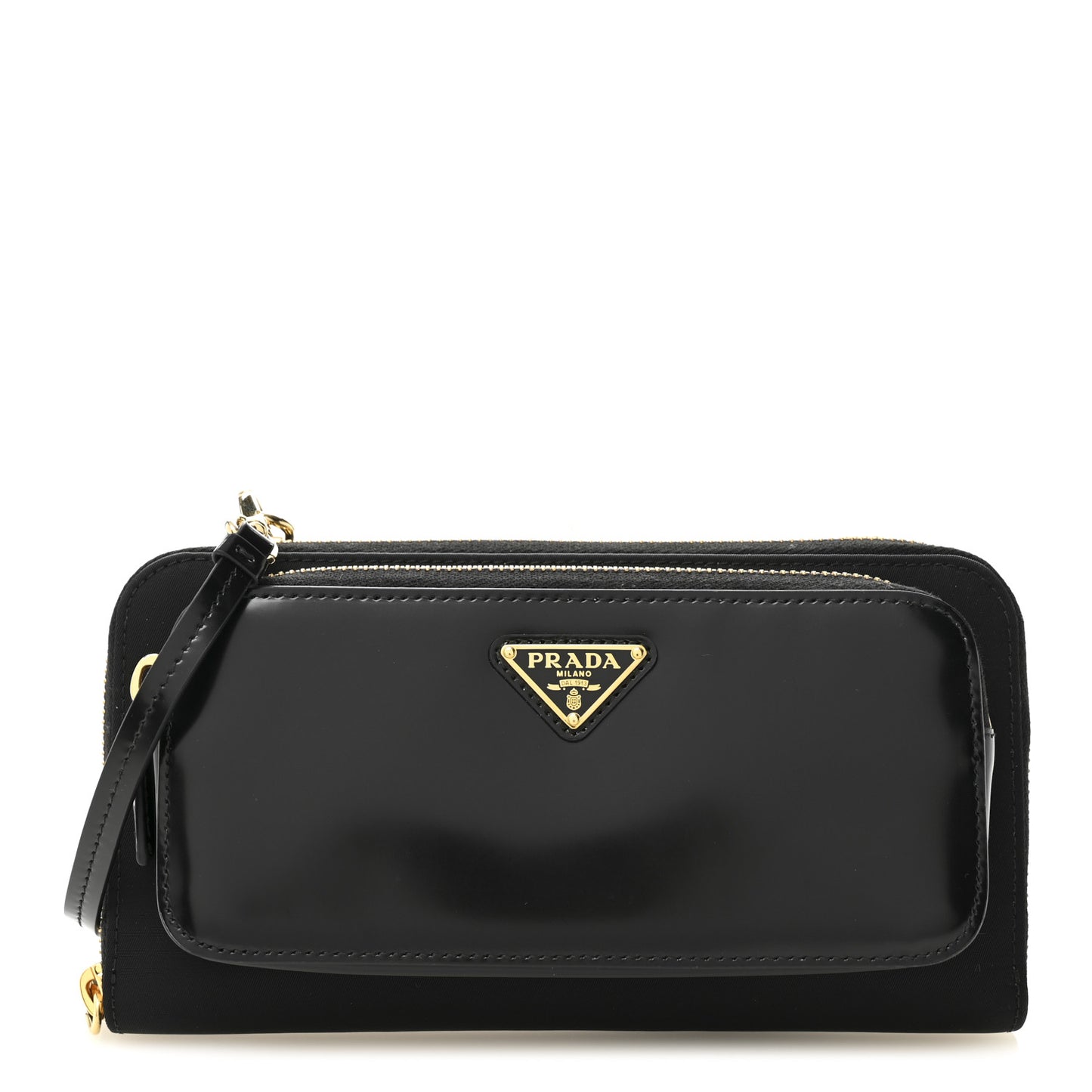 Re-Nylon Tessuto Brushed Calfskin Crossbody Wallet Black