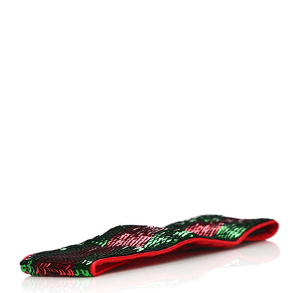 Gucci Sequin Silk Striped Headband Red Green 3 of 7