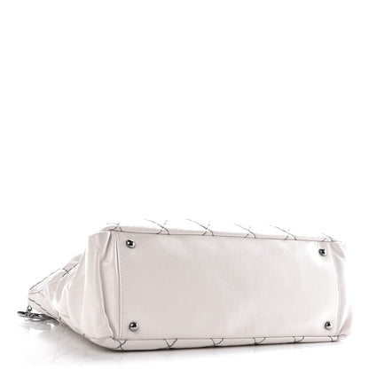 Chanel Glazed Goatskin Double Contrast Stitch Hobo Dark White 4 of 9