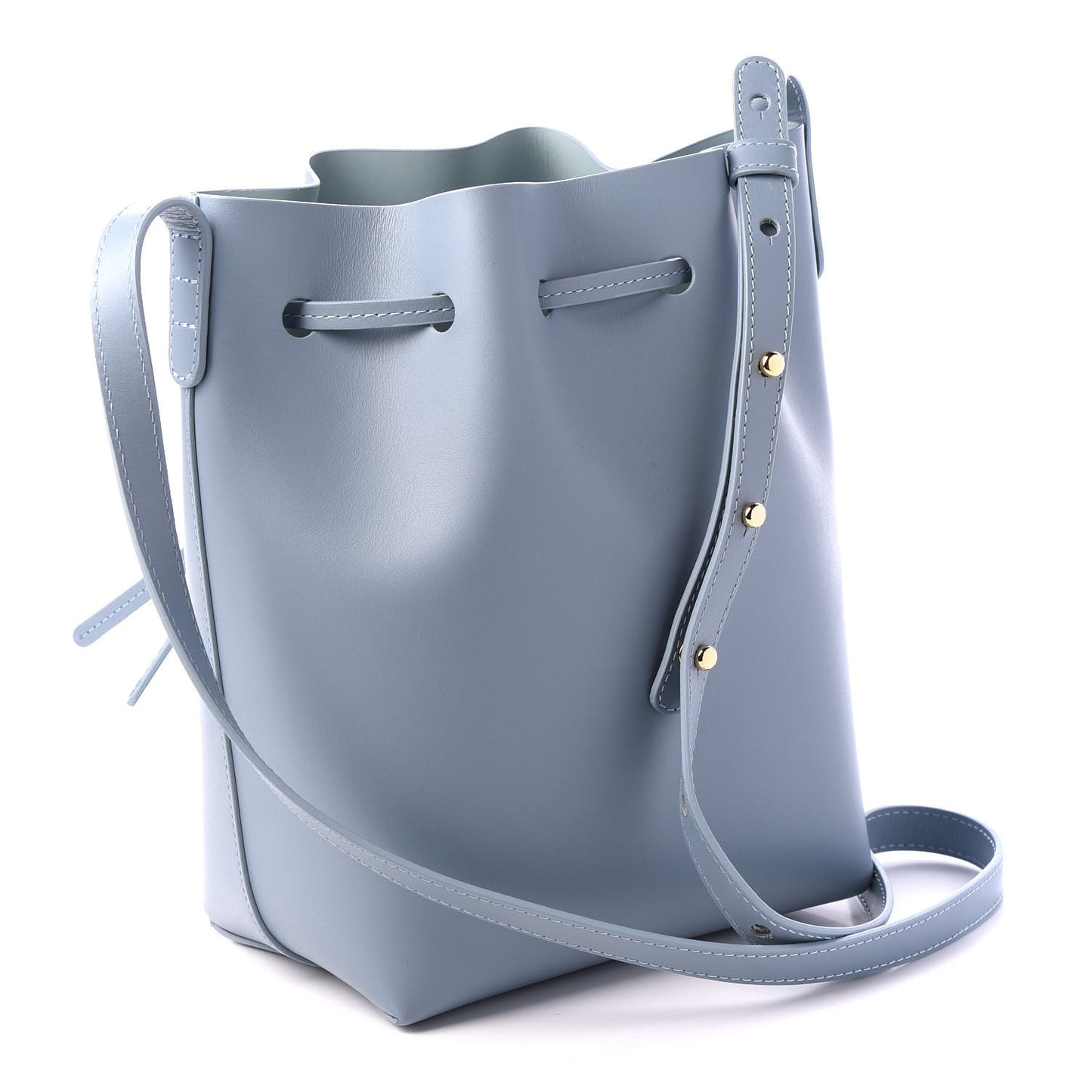 Calfskin Mini Bucket Bag Grey Blue