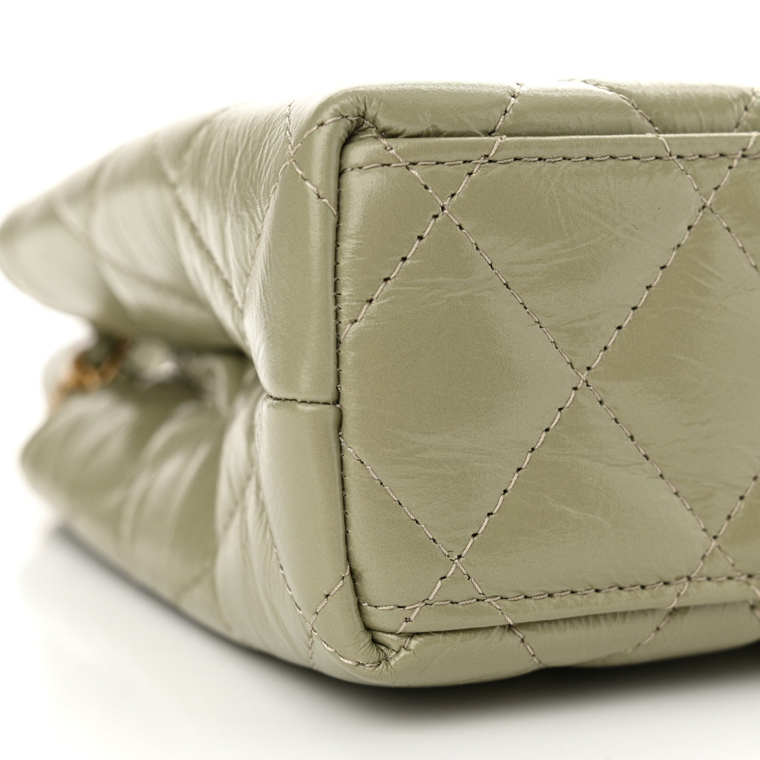 Chanel Shiny Aged Calfskin Quilted Nano Kelly Shopper Khaki 9 of 11