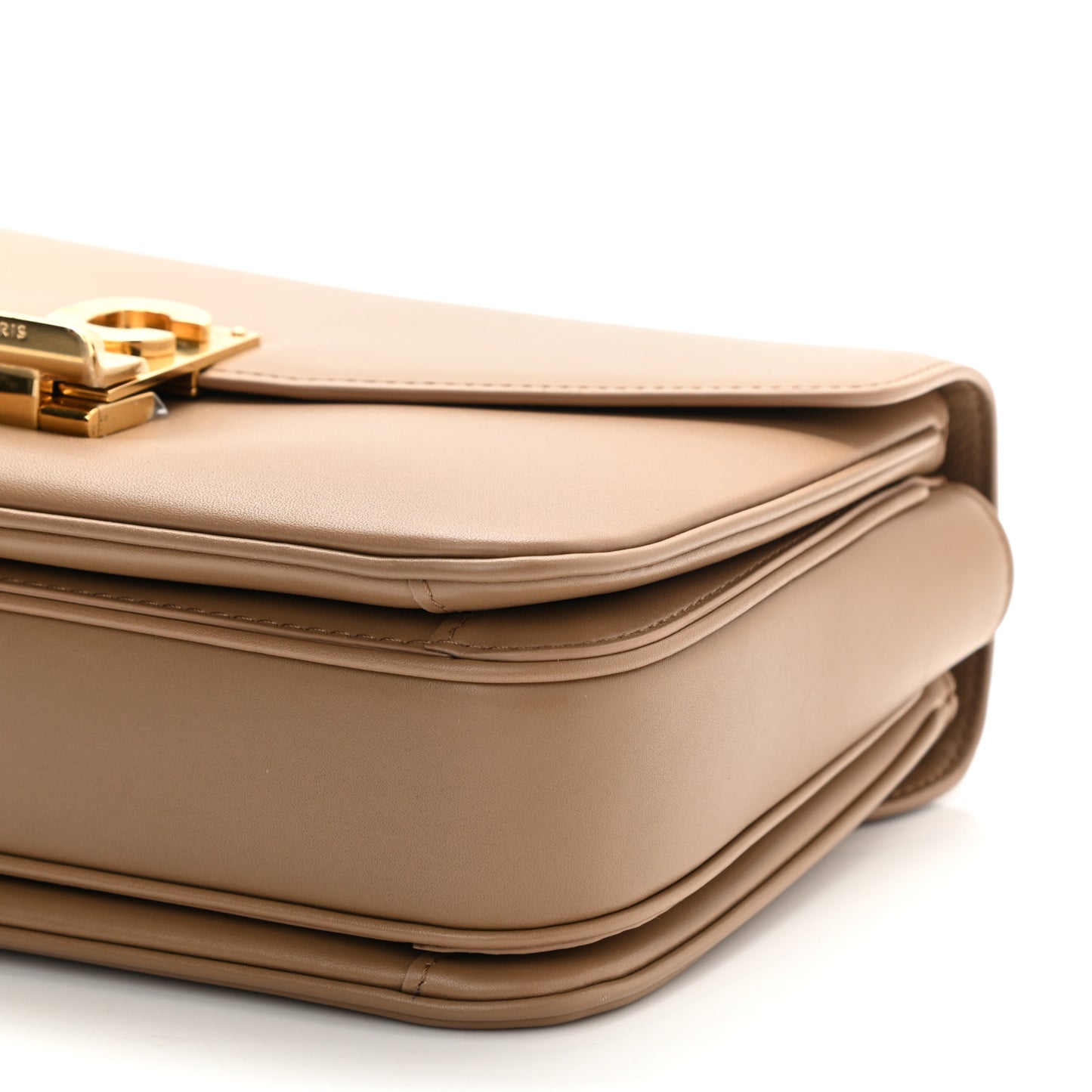 Shiny Calfskin Medium C Bag Camel