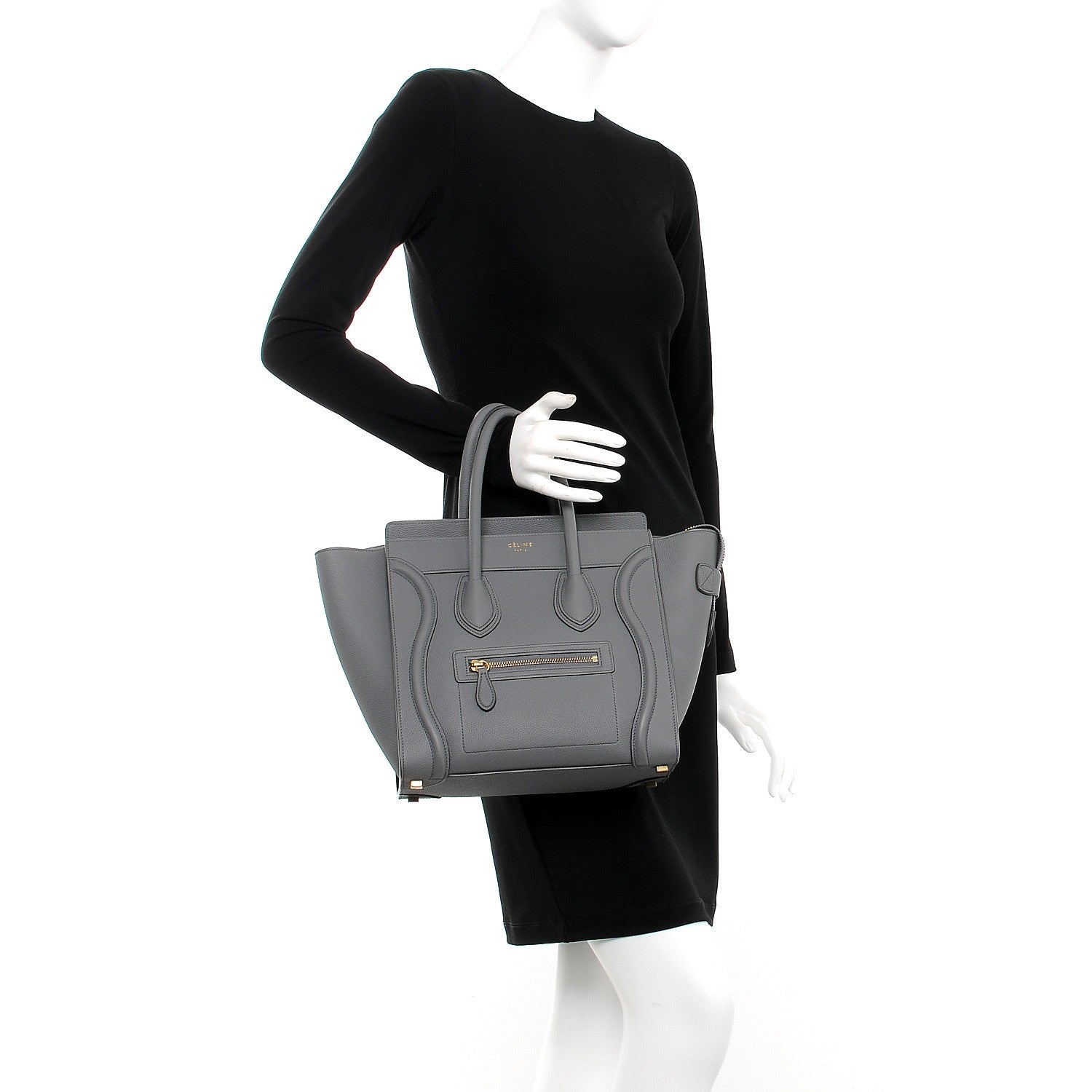 Celine Baby Drummed Calfskin Micro Luggage Kohl 2 of 7