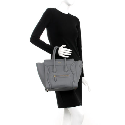 Celine Baby Drummed Calfskin Micro Luggage Kohl 2 of 7