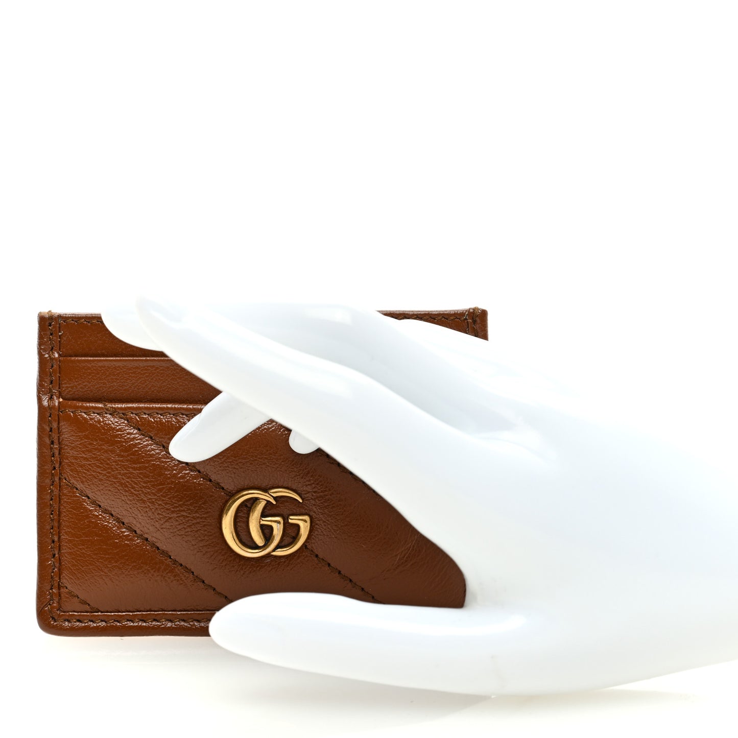 Azalea Calfskin Matelasse Diagonal GG Marmont Card Holder Cuir