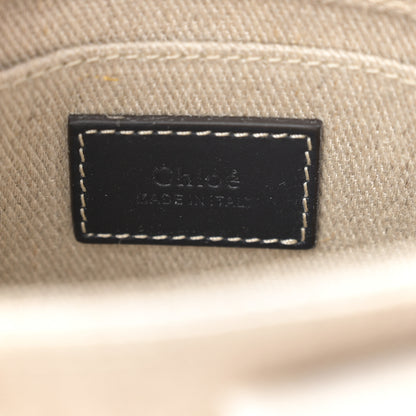 Chloe Linen Calfskin Mini Woody Ribbon Tote White Navy 6 of 11